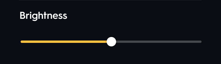 A screenshot of the Brightness slider being set to 50%