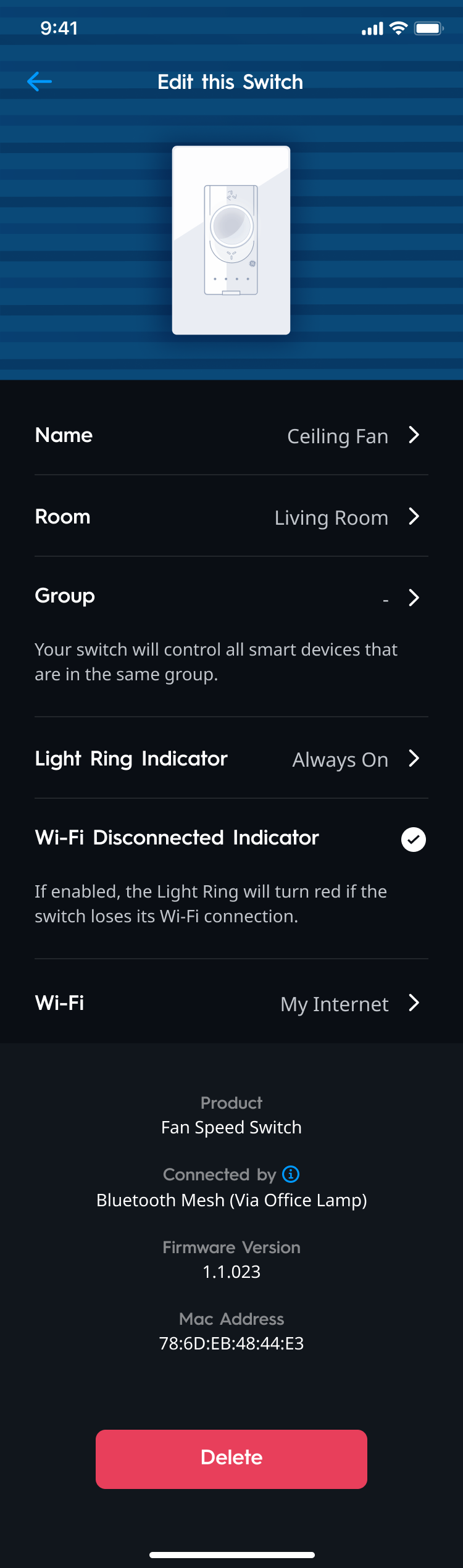 Cync Ceiling Fan Switch Settings