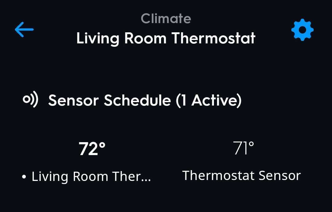 A partial screenshot of the temperature readings section of the Cync app with various rooms and temperatures displayed.