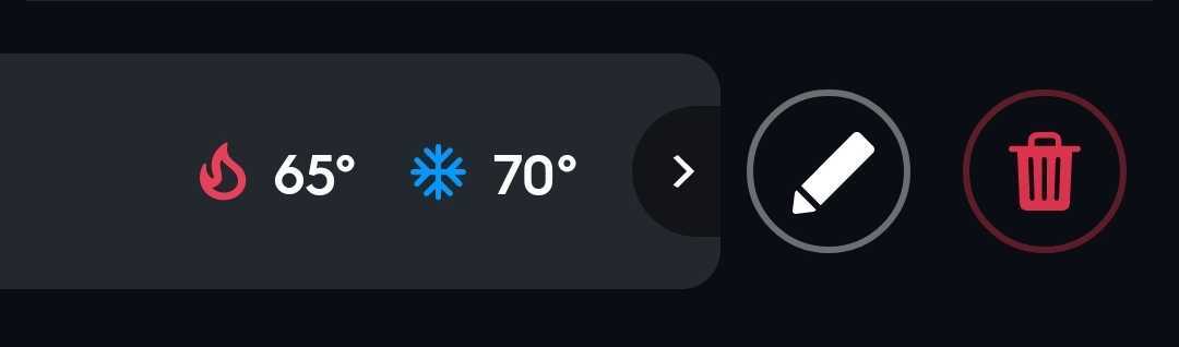 An image of a setpoint being selected. The edit and delete icons are shown.
