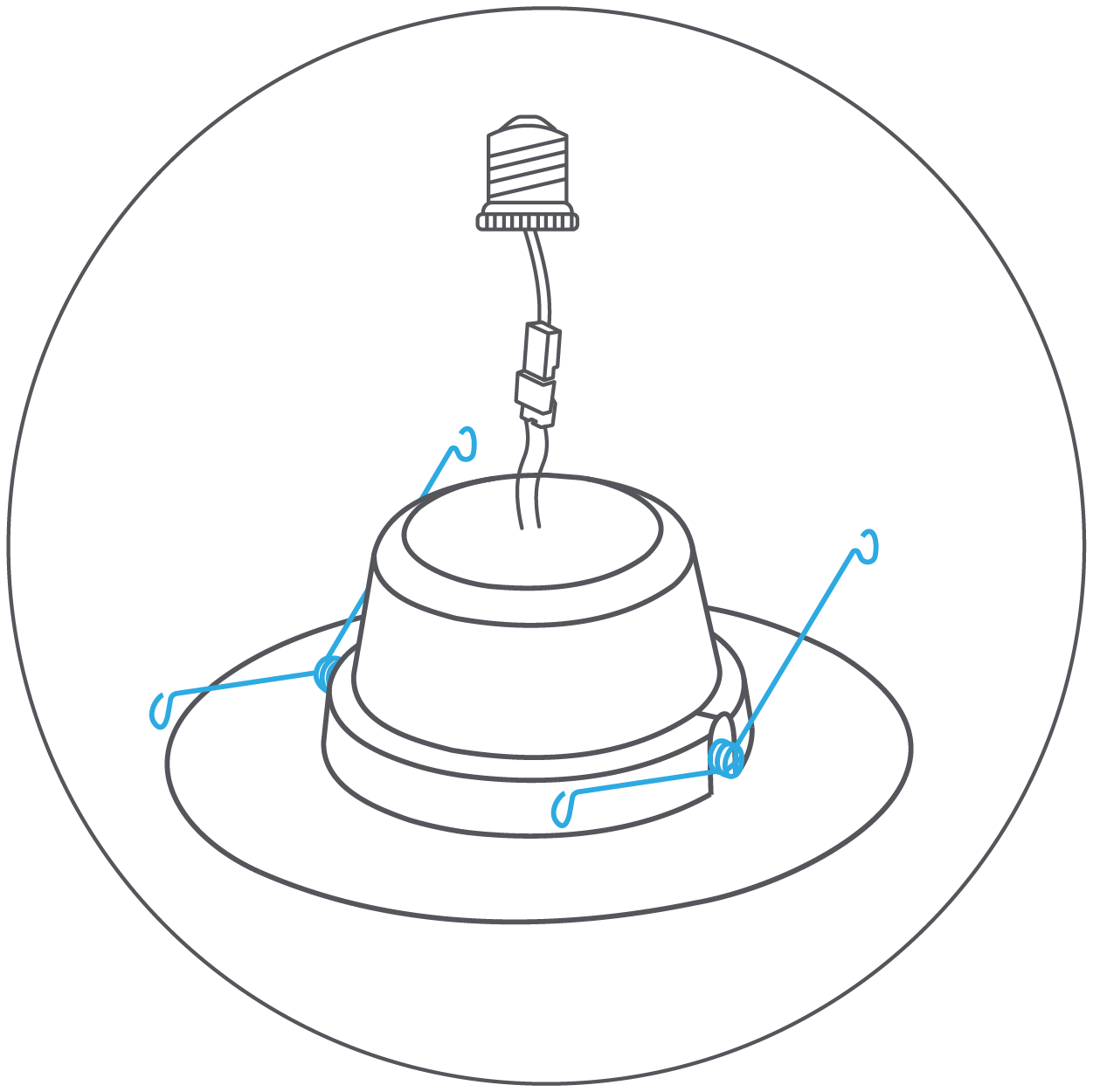 Illustration of downlight, highlighting the torsion springs.