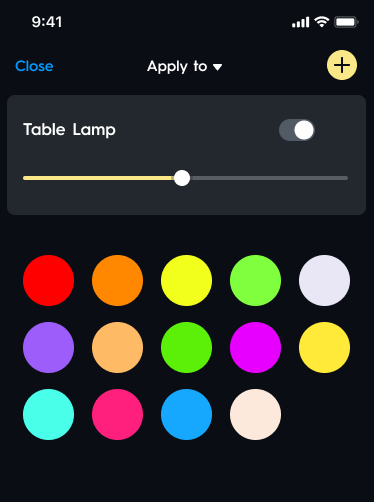 Color Favorites screen