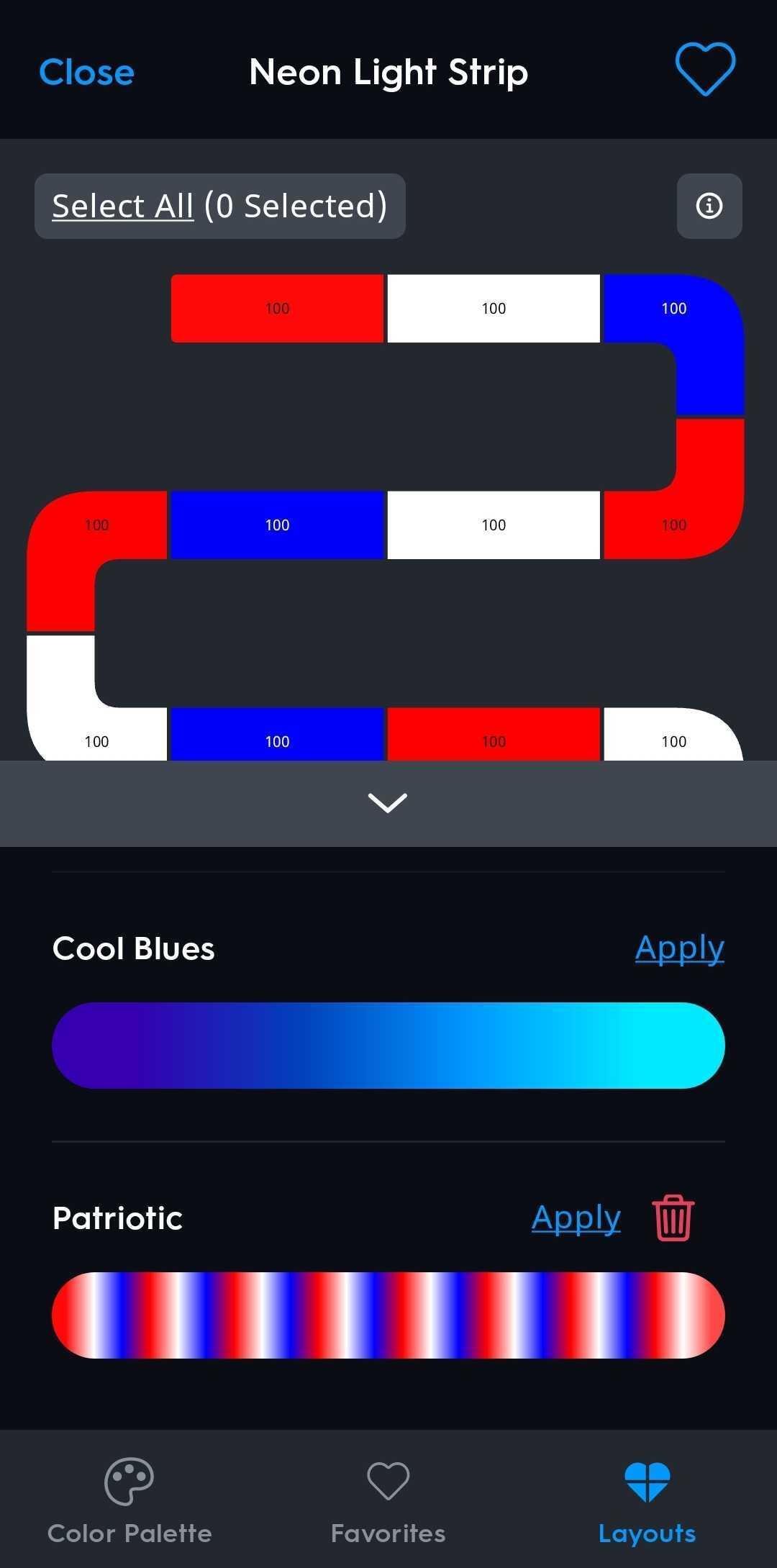 A screenshot of the saved segment layout page.
