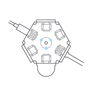 An illustration indicating the nail holes are in the center of the Hexagon Panel.