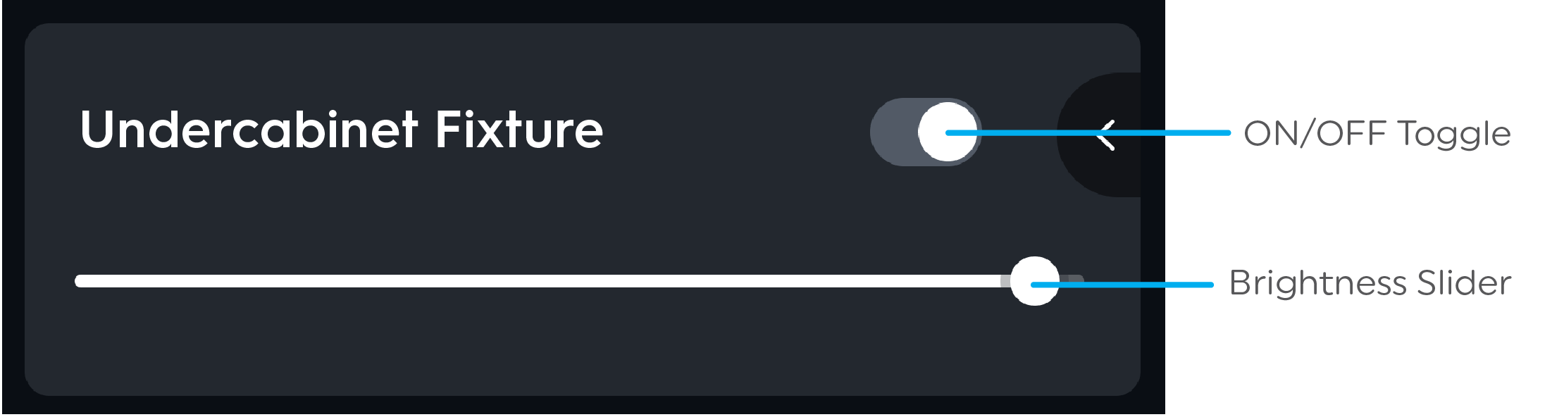 On and off toggle function within the Cync app for the undercabinet fixture.